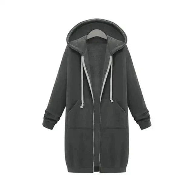 Luxury Women's Autumn Winter Thickening Hoodies Leisure Loose Hooded Jackets Pockets Plus Size Sweatshirt Sports Dresses Outwear Women's Hooded Flannel Jacket Casual Fleece Windbreaker Hoodie