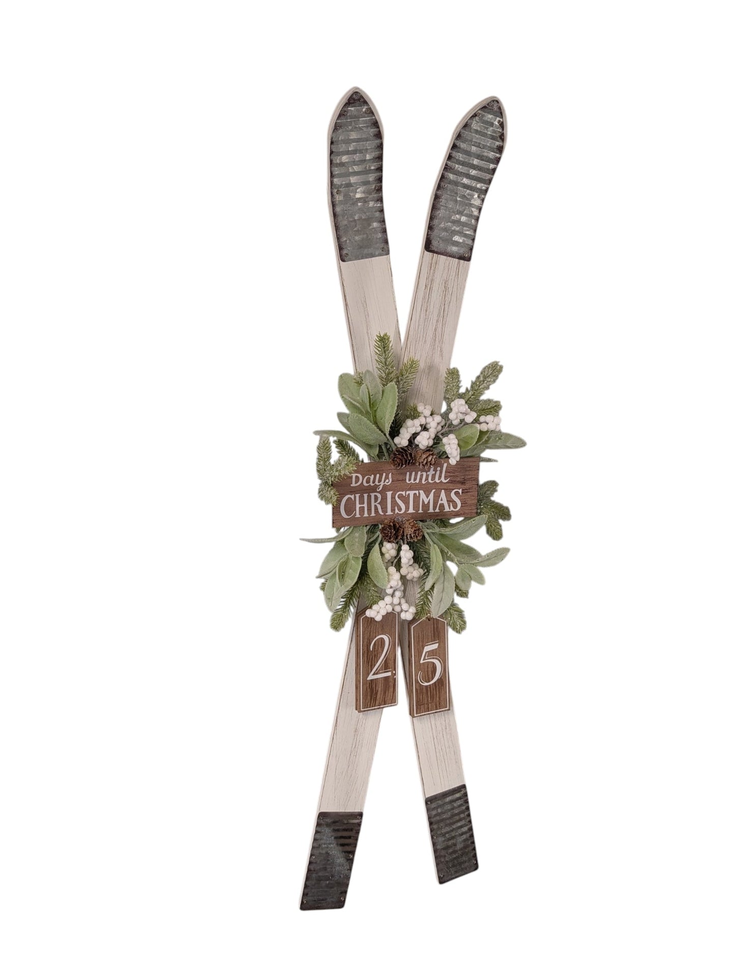 Ski Holiday Countdown Calendar with Festive Florals - Cream