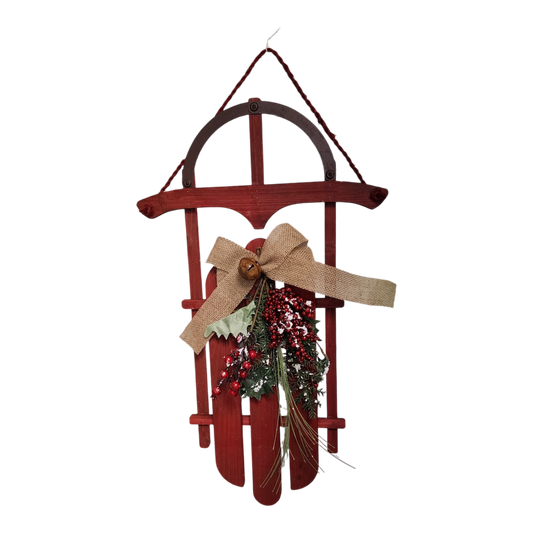 Wood Holiday Sleigh - 27 Inch - Red