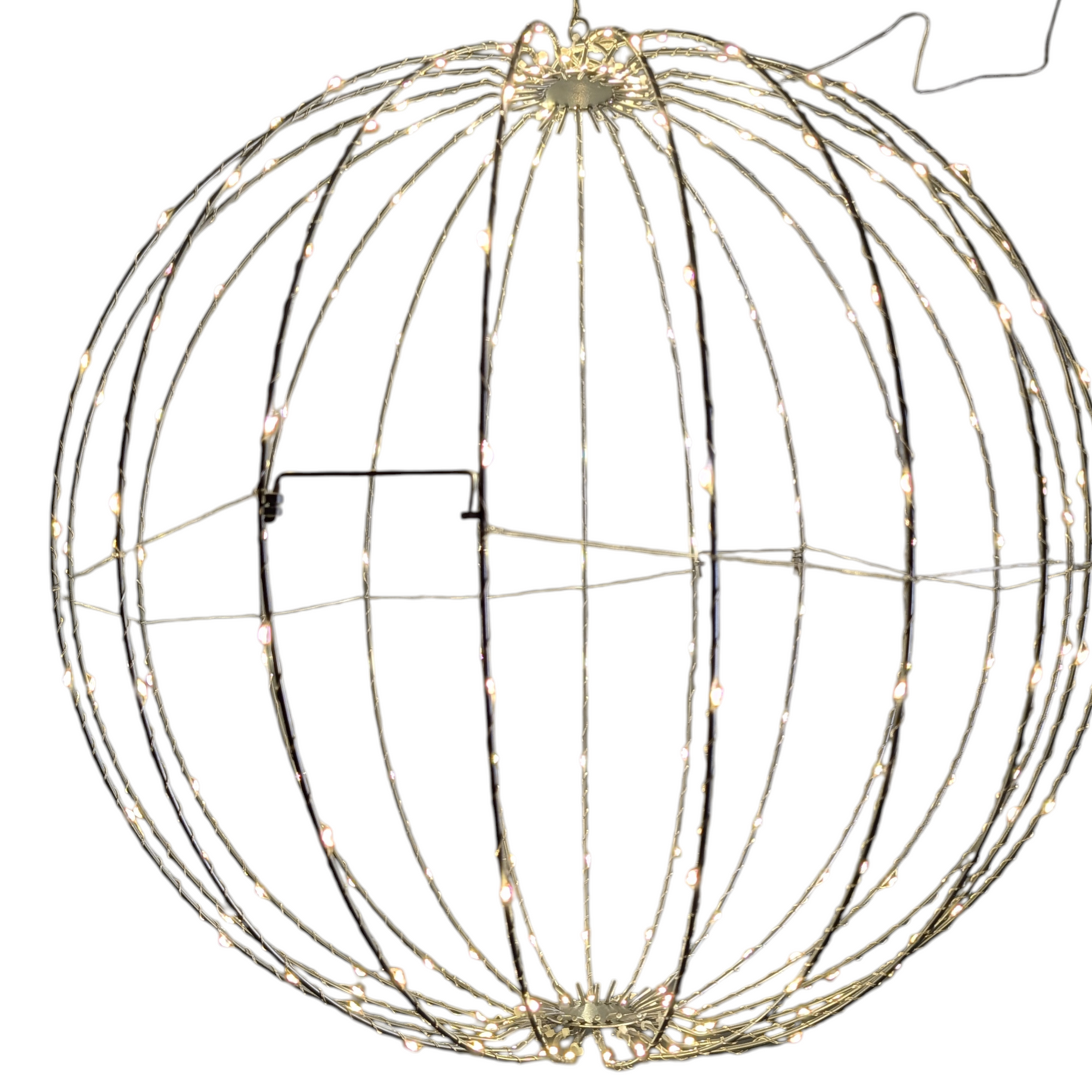 24 Inch Electric Foldable Metal Sphere With 220 Warm White Micro Led Lights