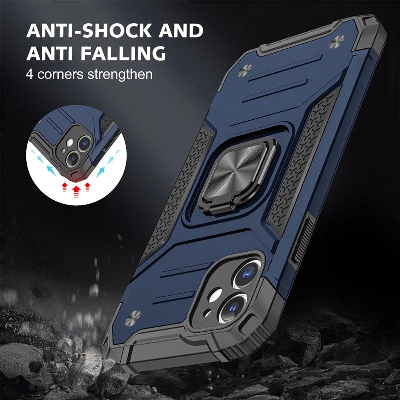 Magnetic Metal Ring Stand Holder Phone Case Cover For iPhone 11 12 13 14 Pro Max Xs XR X 8 7 6 6s Plus Rotating Ring Kickstand Fit Magnetic Car Mount Heavy Duty Dual Layer Shockproof Phone Case