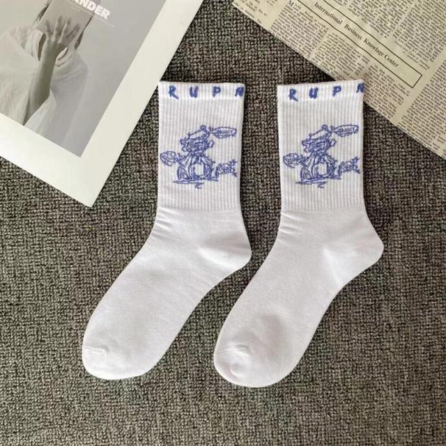 Marble Print Style Harajuku Skateboard Long Socks Creative Fun Lightning Hip Hop Style Socks Streetwear Casual Cotton Socks Unisex Street Couple Socks For Men And Women