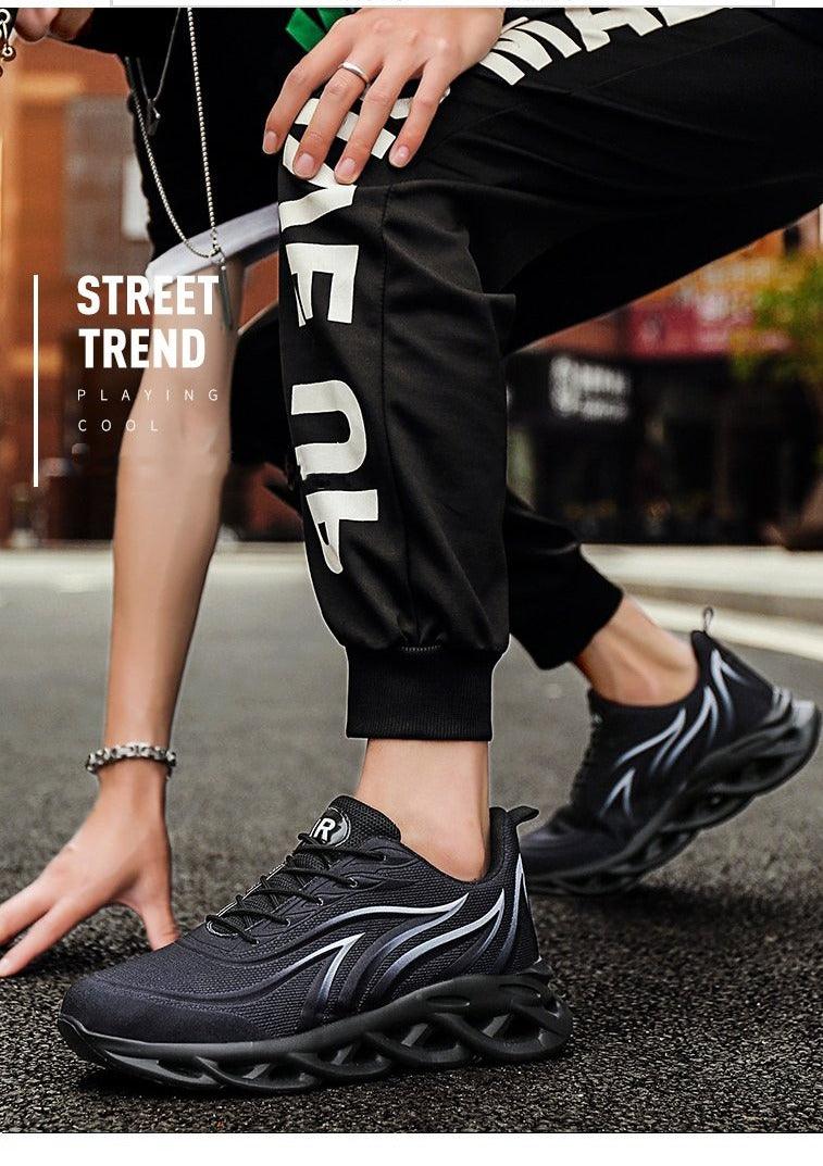 Men's Flame Printed Sneakers Flying Weave Sports Comfortable Running Outdoor Men Athletic Shoes Breathable Casual Sports High Quality Sport Design Sneaker