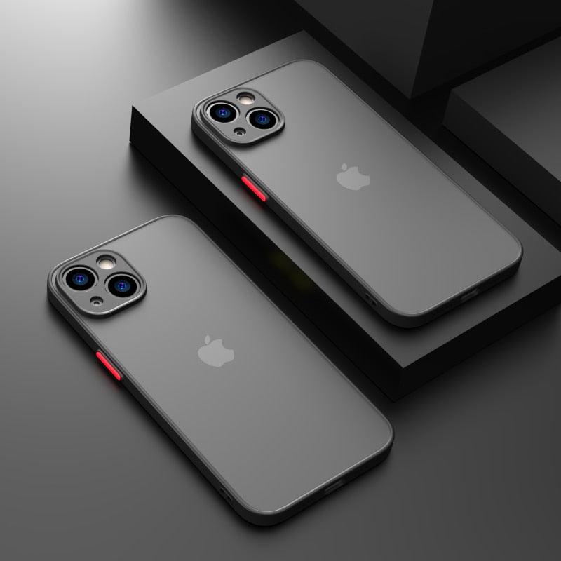 Minimalistic Shockproof Armor Case For iPhone 13 14 12 11 Pro Max XR XS X Luxury Silicone Bumper Clear Hard Cover Mini Luxury Silicone Bumper Clear Hard Cover