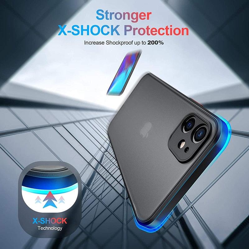 Minimalistic Shockproof Armor Case For iPhone 13 14 12 11 Pro Max XR XS X Luxury Silicone Bumper Clear Hard Cover Mini Luxury Silicone Bumper Clear Hard Cover
