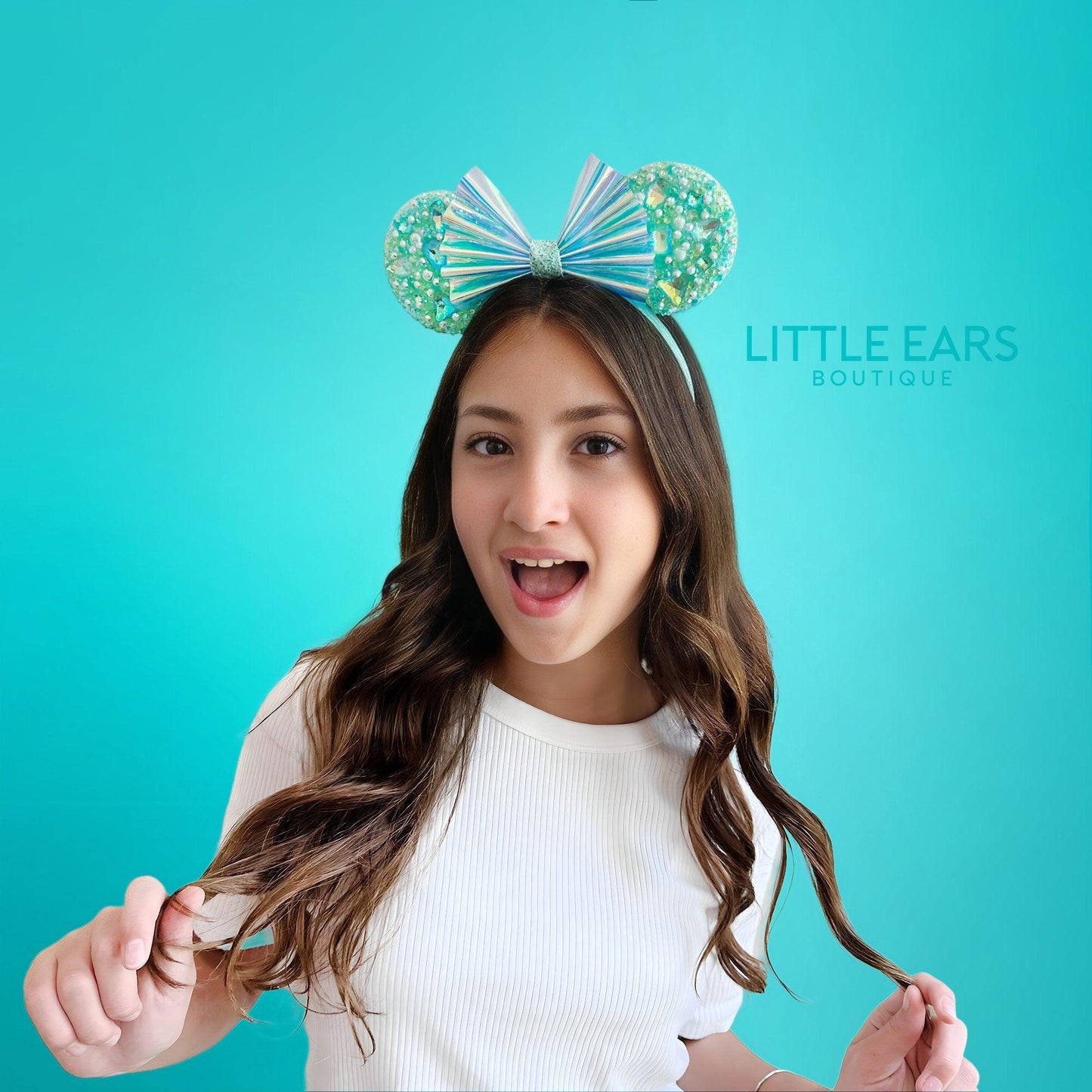 Mint Iridescent Sparkle Mickey Ears