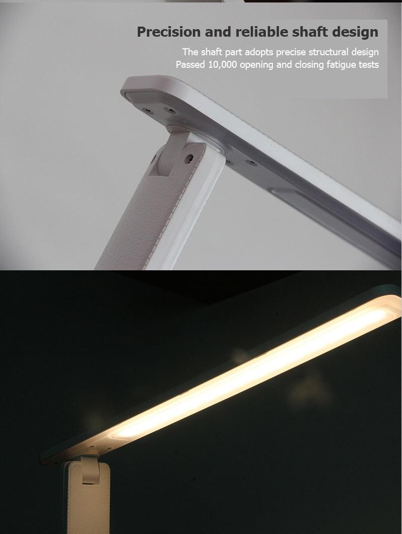 Modern Business Led Office Desk Lamp Touch Dimmable Foldable With Calendar Temperature Alarm Clock table Reading Light Decorative Table Lamp Cute Study Lamps for Bedroom Décor