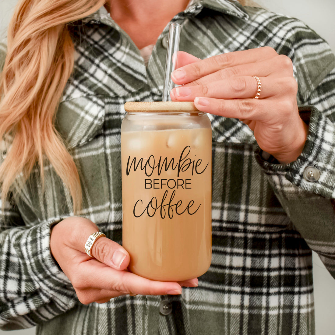 Halloween Mom humor glass tumbler with quote
Coffee addicted mom glass tumbler gift