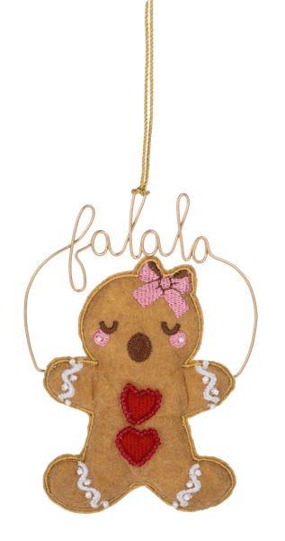 Festive Hearts Gingerbread Caroler Ornament