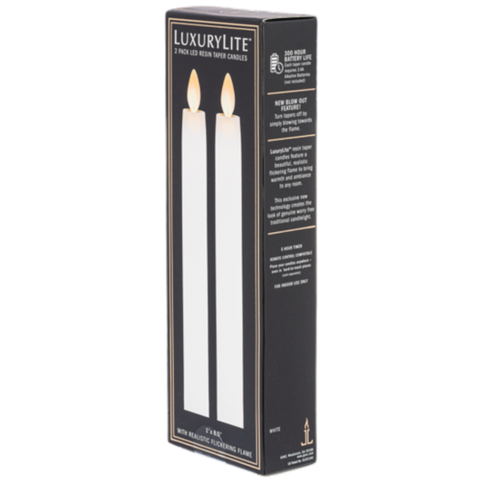 White LED Resin - 2 Piece Taper Candle Set