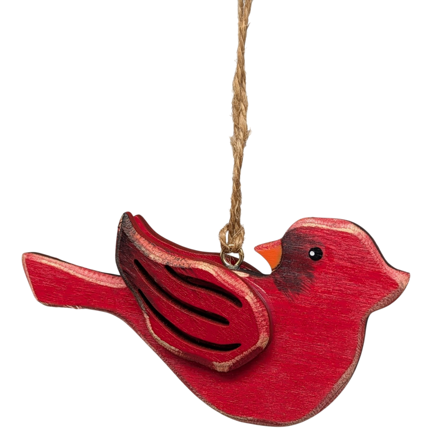 Hand-Crafted Wooden Cardinal Ornament -