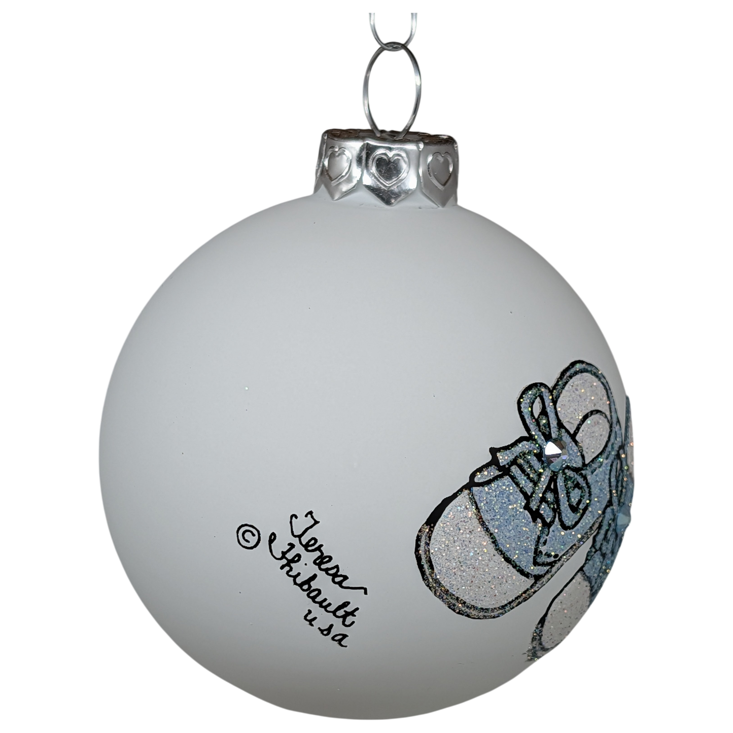Baby's First Christmas Keepsake Glass Ornament - Blue Booties