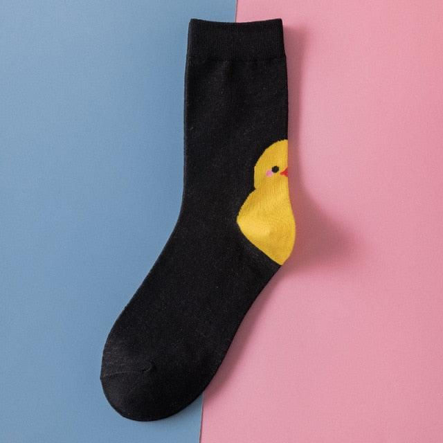 New Fashion Cartoon Socks Animal Print Ducks Cute Socks Cute Pure Cotton Short Socks Funny Duck Casual Socks For Men And Women
