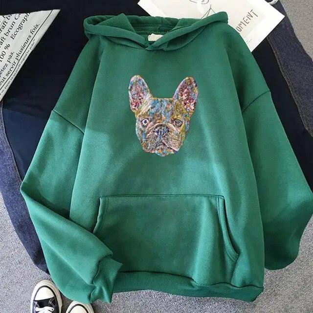 New French Bulldog Hoodies Oversized Cute Dog Print Sweatshirt Funny Graphic Unisex Fashion Hoodie Streetwear Female Hooded Cute Dog Print Sweatshirt Funny Graphic Unisex Fashion Hoodie