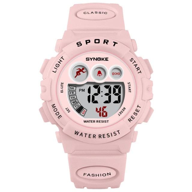 New Girls Boys Watch Waterproof 50M Electronic Watches Luminous Dial Fashion Sports Waterproof Casual Electronic Analog Quartz 7 Colorful Led Watches With Alarm Stopwatch Silicone Band Luminous Wristatches