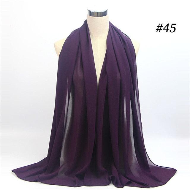New Long Solid Colorful Soft Chiffon Hijab Elegant Scarf Wrap Lightweight Islamic Head Wear Escharpe Shawls Headband Stole Muslim Hijabs Wrap Headscarf Scarves Colors For Women