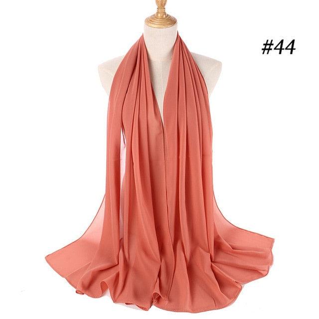 New Long Solid Colorful Soft Chiffon Hijab Elegant Scarf Wrap Lightweight Islamic Head Wear Escharpe Shawls Headband Stole Muslim Hijabs Wrap Headscarf Scarves Colors For Women