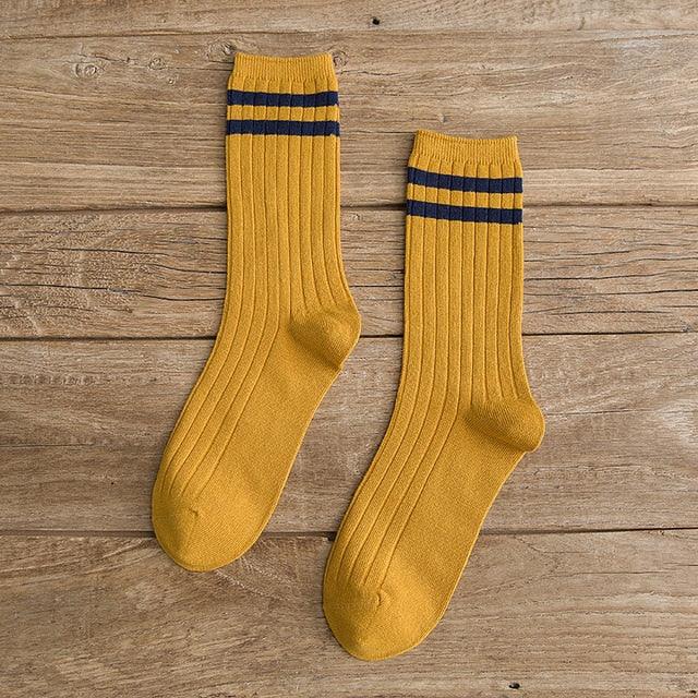 New Loose Solid Colors High School Girls Cute Socks Needles Knitting Cotton Scrunch Socks For Women