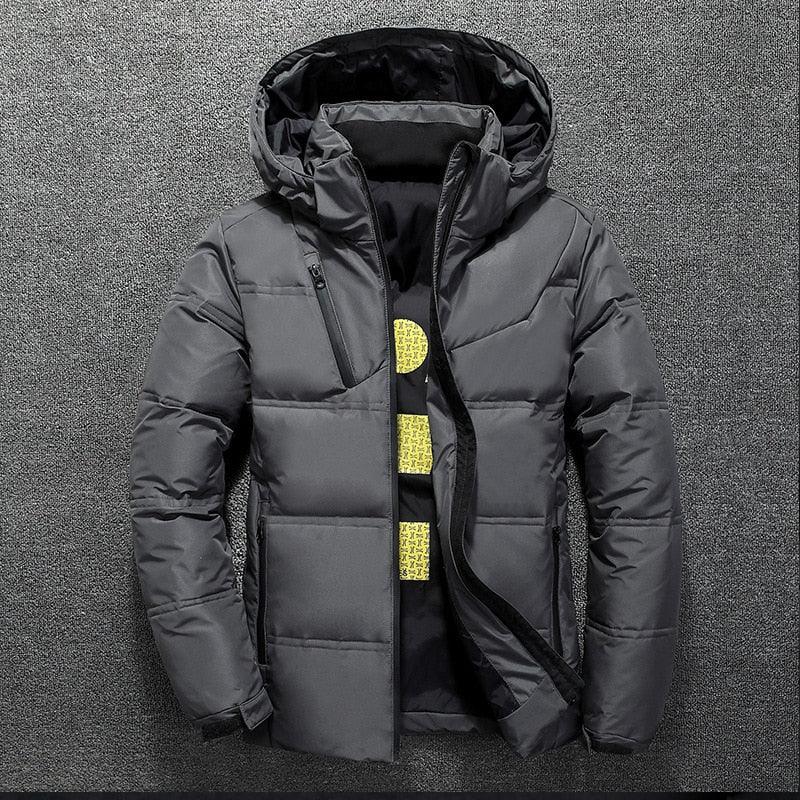 New Modern Red Jacket With Hood Men Winter Warm Solid Color Hooded Unique Design Jackets Elegant Men's Warm Winter Jacket Winter Outdoor Coat Comfortable Jacket