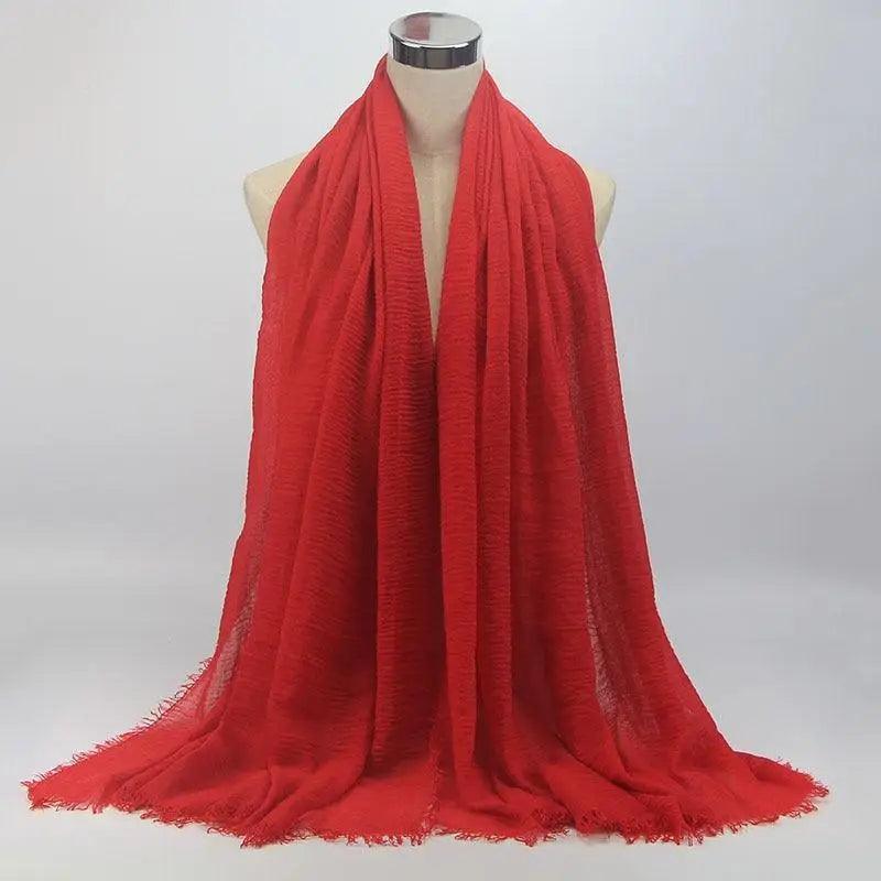 New Stylish Plain Scarf Women Muslim Crinkle Hijab Scarf Female Musulman Soft Cotton Headscarf Islamic Hijab Shawls And Wraps