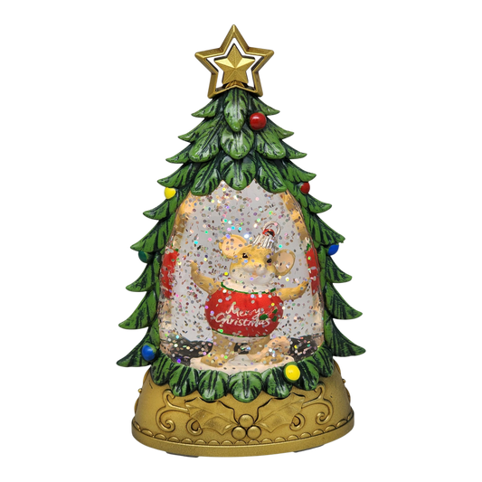 Charming Tails - Lighted Mouse Snowglobe Tree