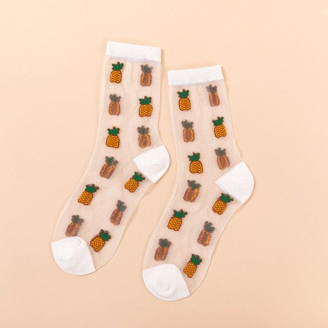 Novelty Harajuku Crystal Silk Tide Socks Funny Sunflowers Vines Flowers Happy Socks Casual High Quality Socks for Women