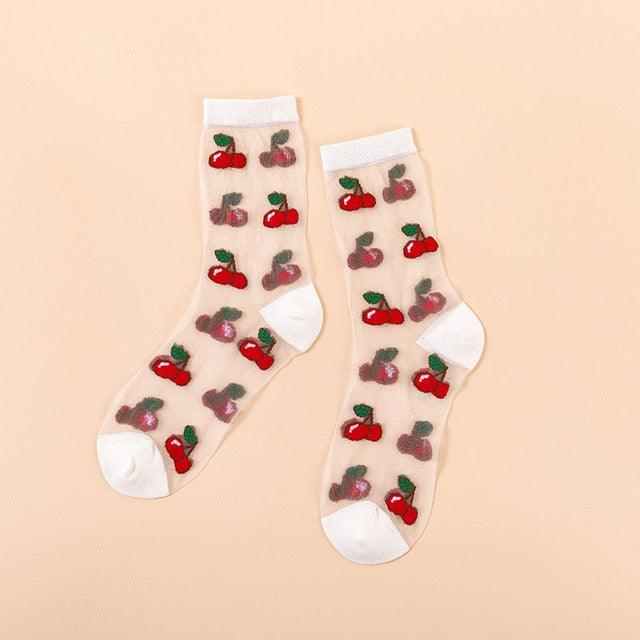 Novelty Harajuku Crystal Silk Tide Socks Funny Sunflowers Vines Flowers Happy Socks Casual High Quality Socks for Women