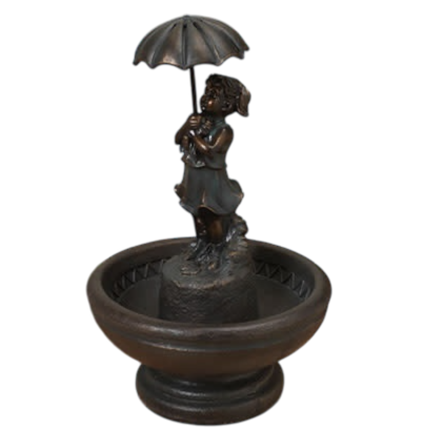 29-Inch Tall Girl Holding Umbrella Water Fountain