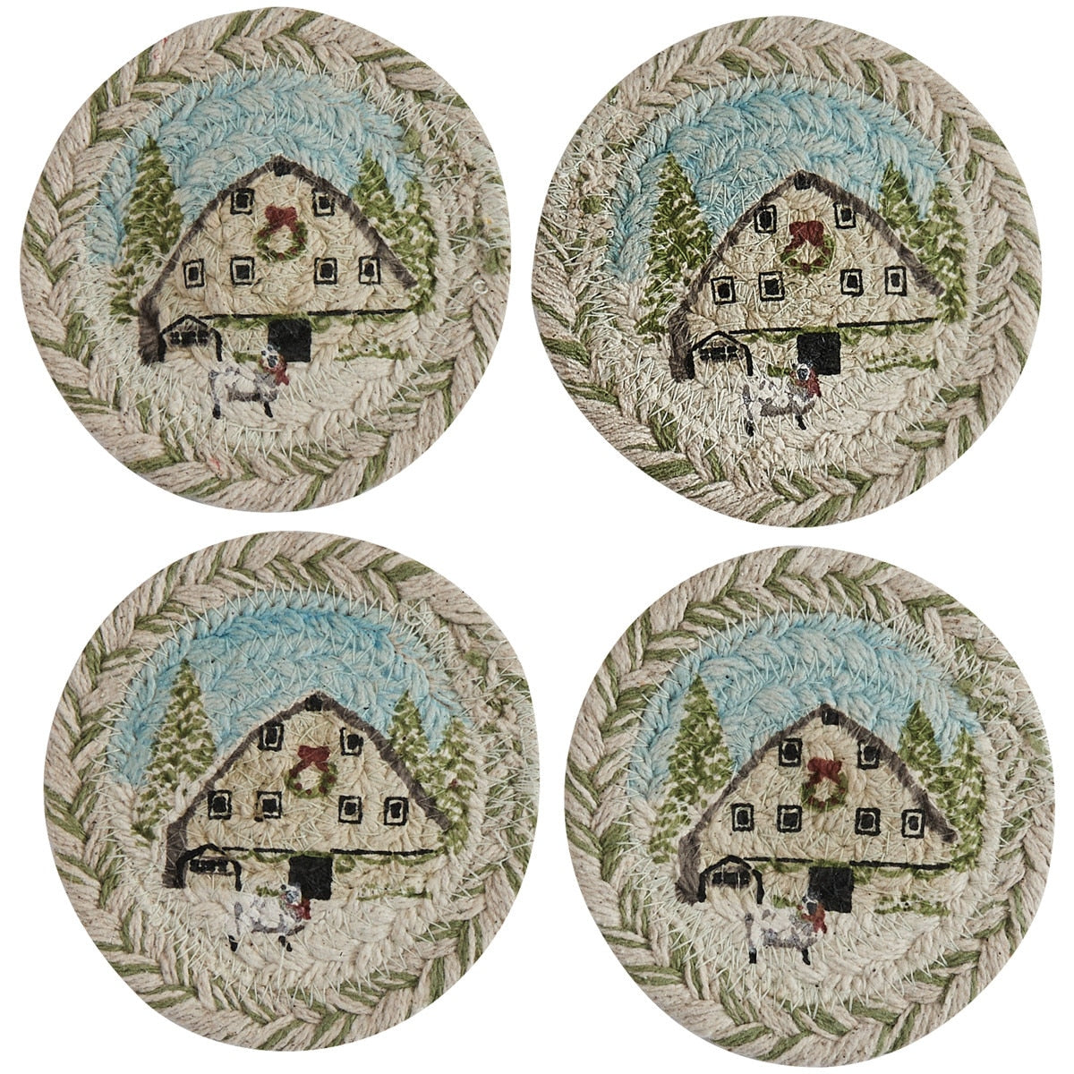Humble Beginnings Printed Braided Coaster - 4 Piece Set