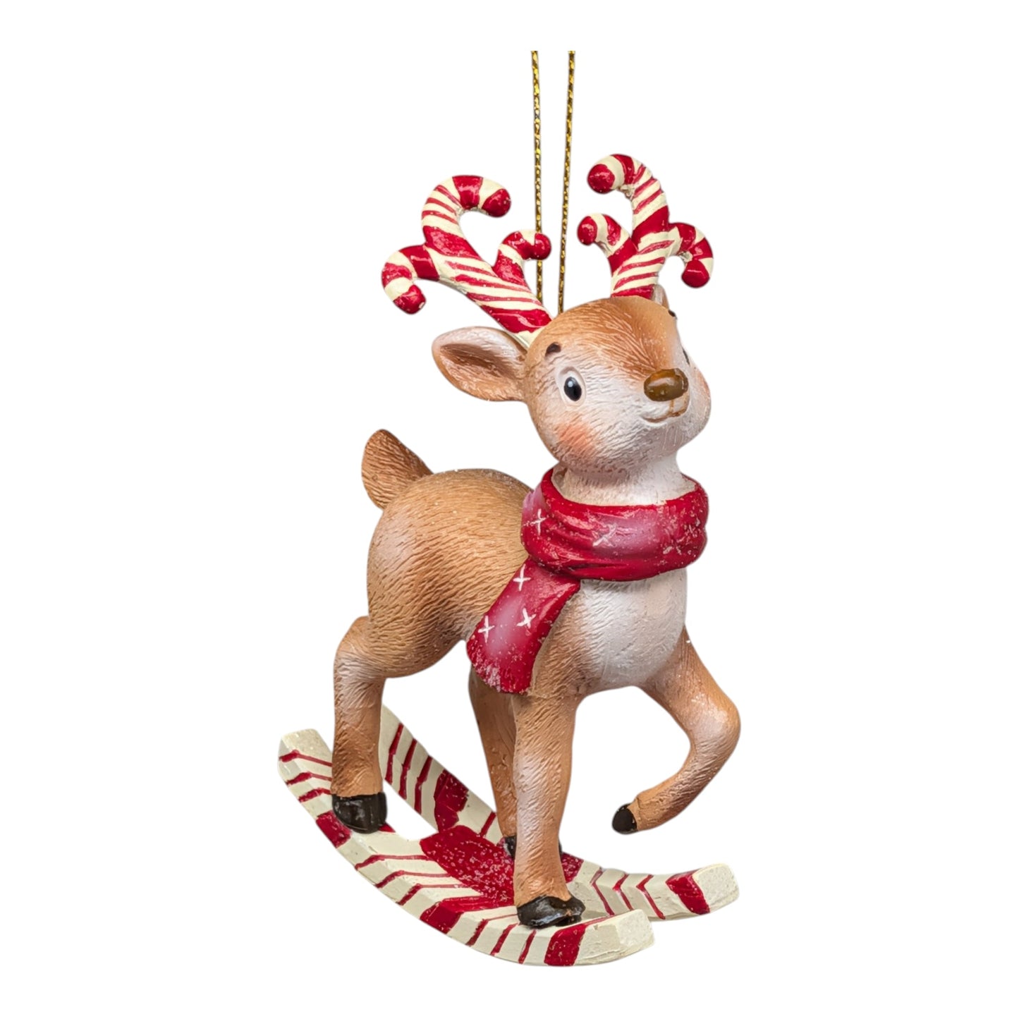 Candy Cane Rocking Reindeer Ornament