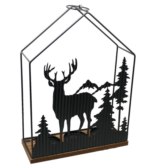 Woodland Silhouette Candleholder Lantern - Large
