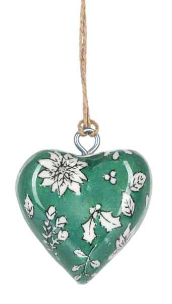 Mini Botanical Heart Ornament - Light Green