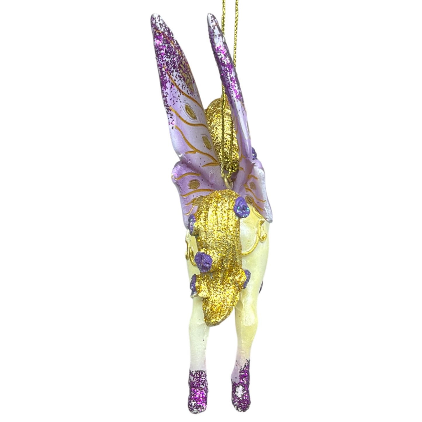 Purple Winged / Gold Mane Unicorn Ornament