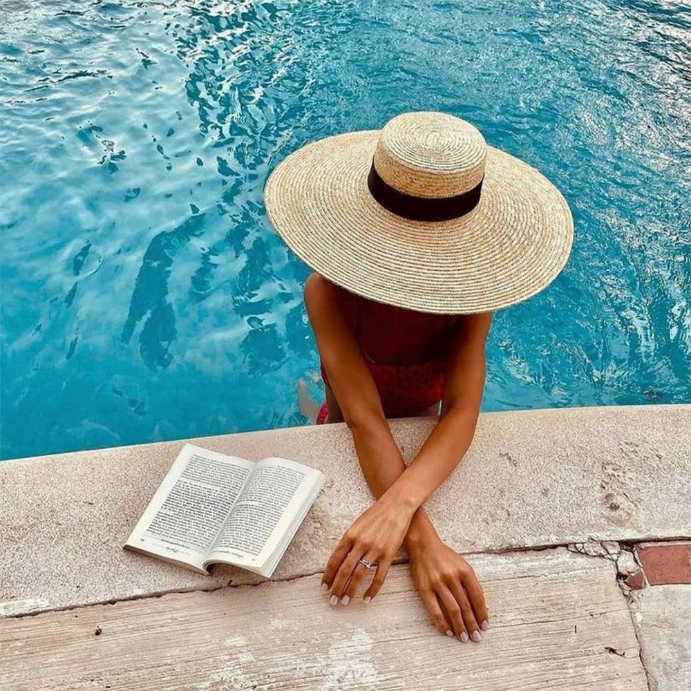 Oversized Big Modern Straw Hats For Women Summer Large Brim Sun Hat Luxury Beach Hat UV Protection Comfortable Hat For Party Summer Accessories