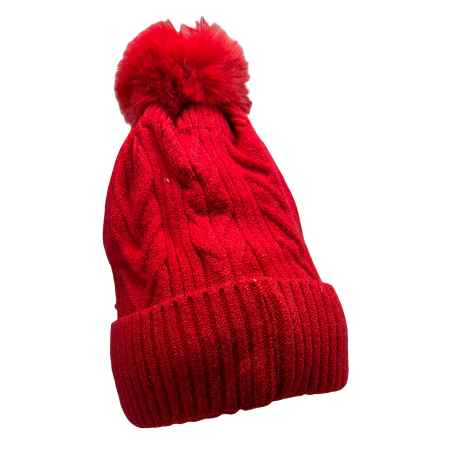 Pearl Chevron Knit Hat - Red