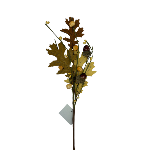 12 inch Harvest Wooden Leaf with Berries Pick