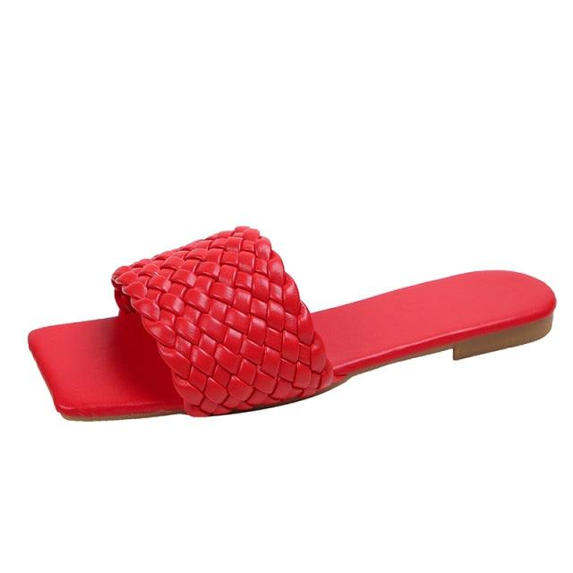 Party Luxury Ladies Slippers Charm Design Open-Toe Beach Flat Sandals Casual Flip Flops Women Shoes Flat Sandals Slip On Slide Sandals Leather Strap Flat Sandals