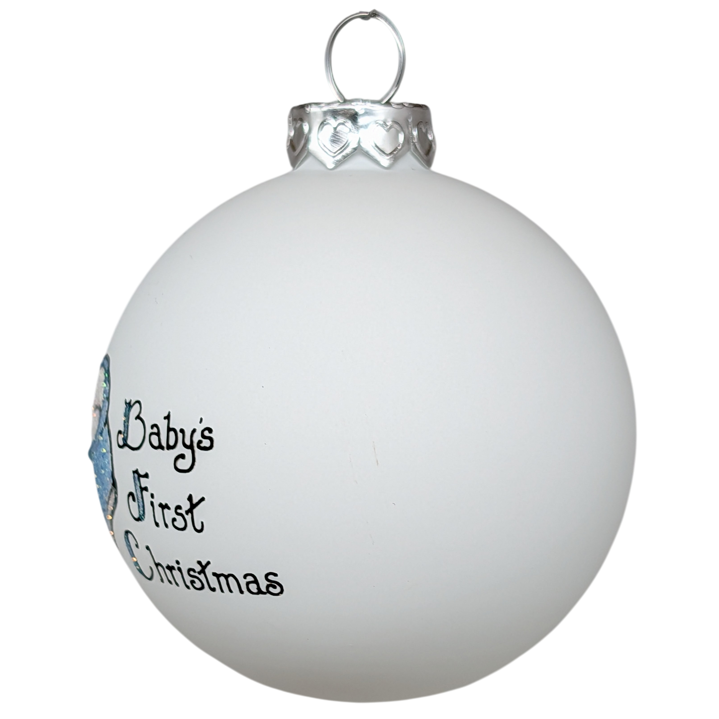 Baby's First Christmas Keepsake Glass Ornament - Blue Booties