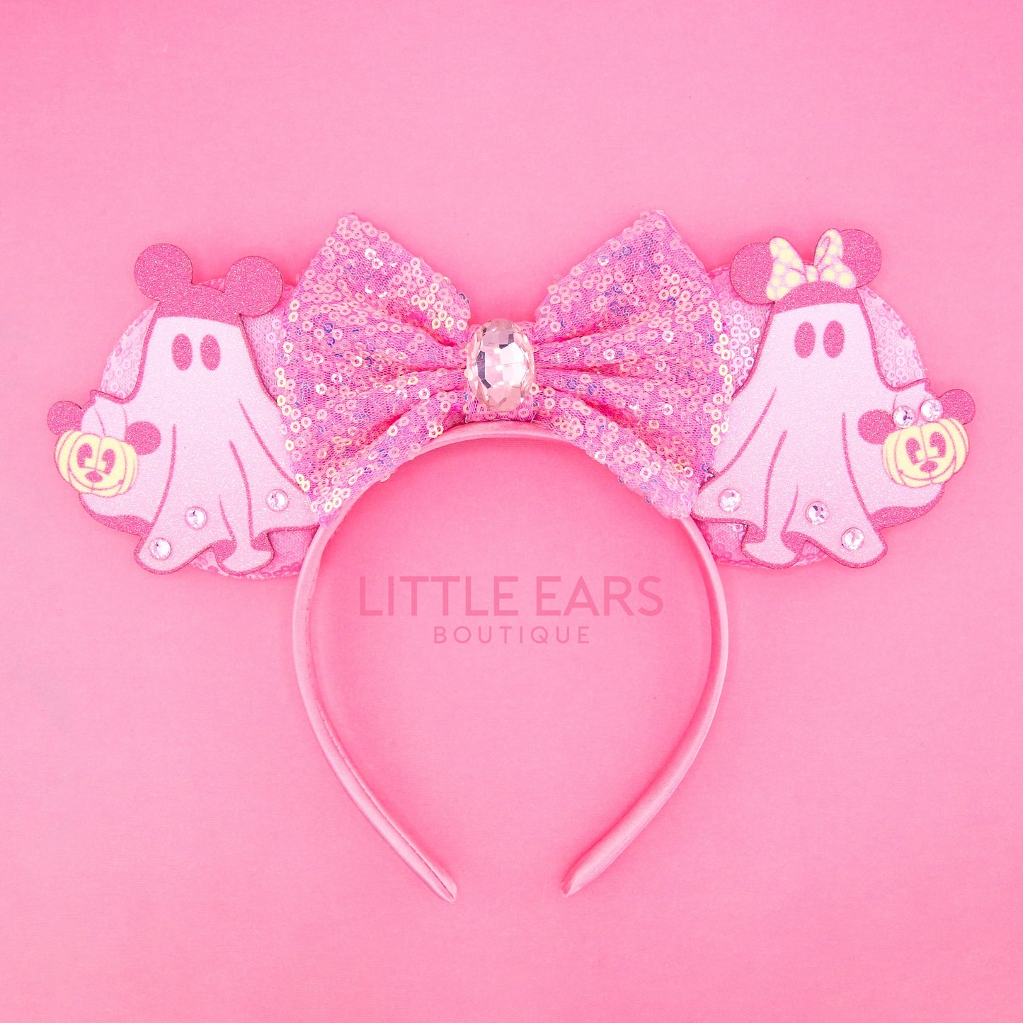 Pink Ghosts Halloween Mickey Ears