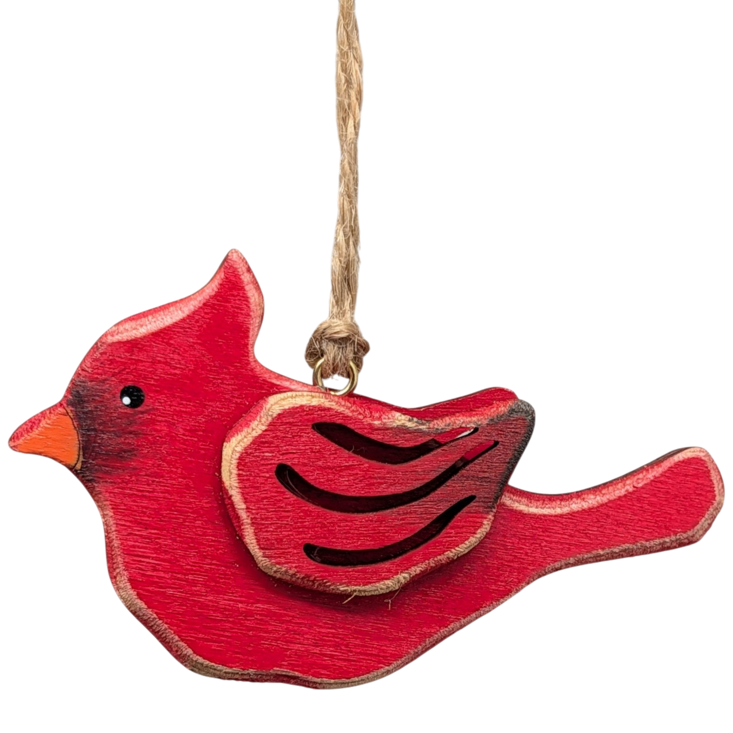 Hand-Crafted Wooden Cardinal Ornament -