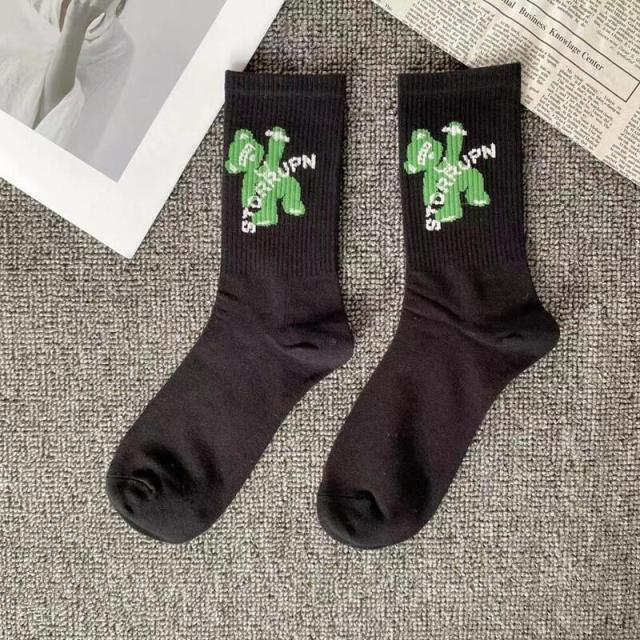 Marble Print Style Harajuku Skateboard Long Socks Creative Fun Lightning Hip Hop Style Socks Streetwear Casual Cotton Socks Unisex Street Couple Socks For Men And Women