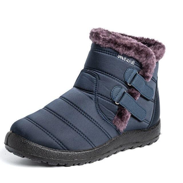 Womens Snow Boots Ankle Hook Look Fur Plush Inside Waterproof Down Winter Boots Shoes Winter Snow Boots Fur Lined Warm Ankle Boots Slip On Waterproof Outdoor Sport Booties