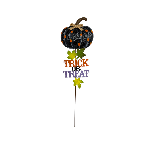 Trick Or Treat Black  Pumpkin Garden Stake