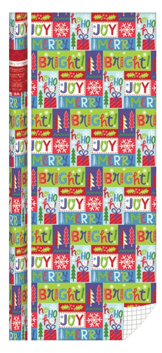 Whimsical Roll Wrap - 40" x 288" - Christmas Words