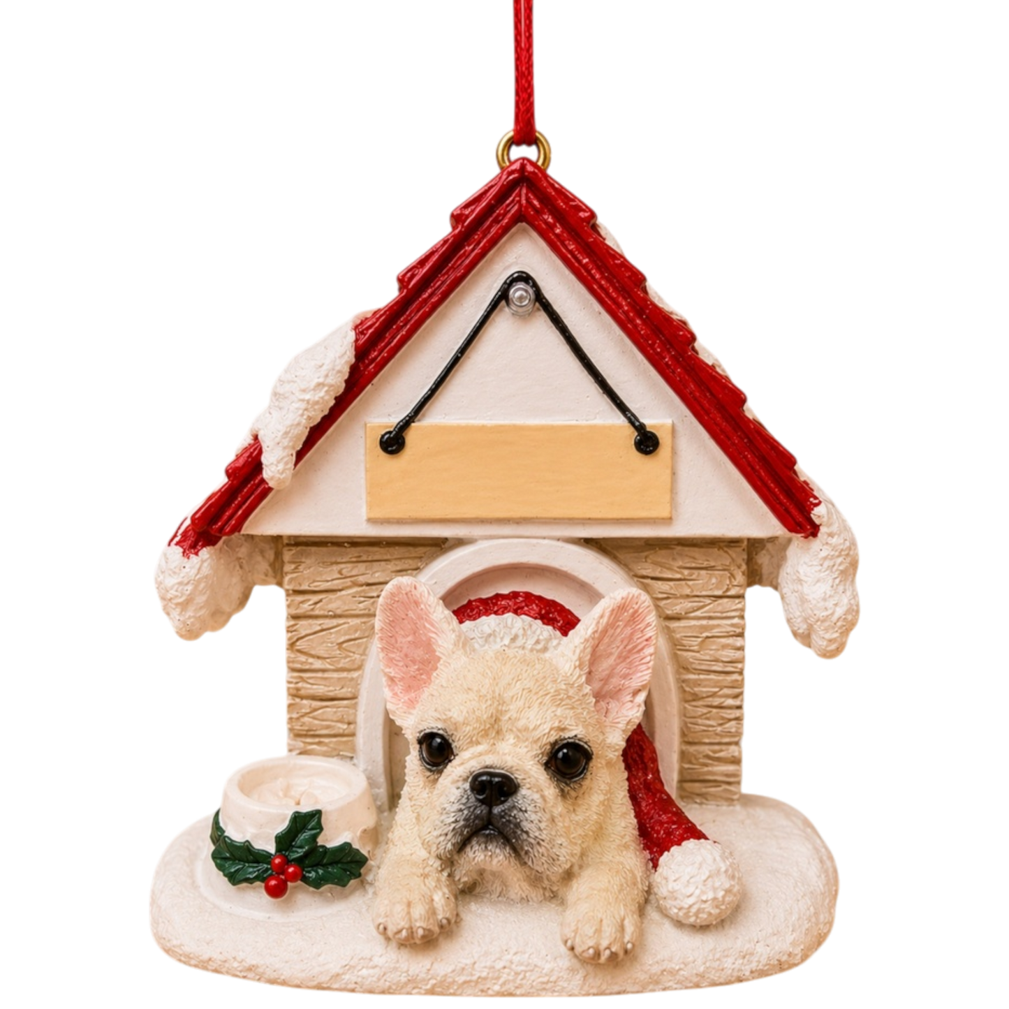 Ceramic Doghouse Ornament - French Bulldog