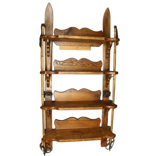 Wooden Antique Replica Ski Shelf