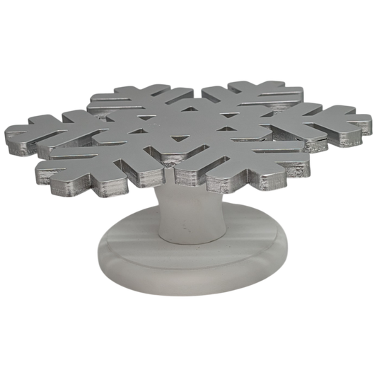 Wood Snowflake Design Riser Silver