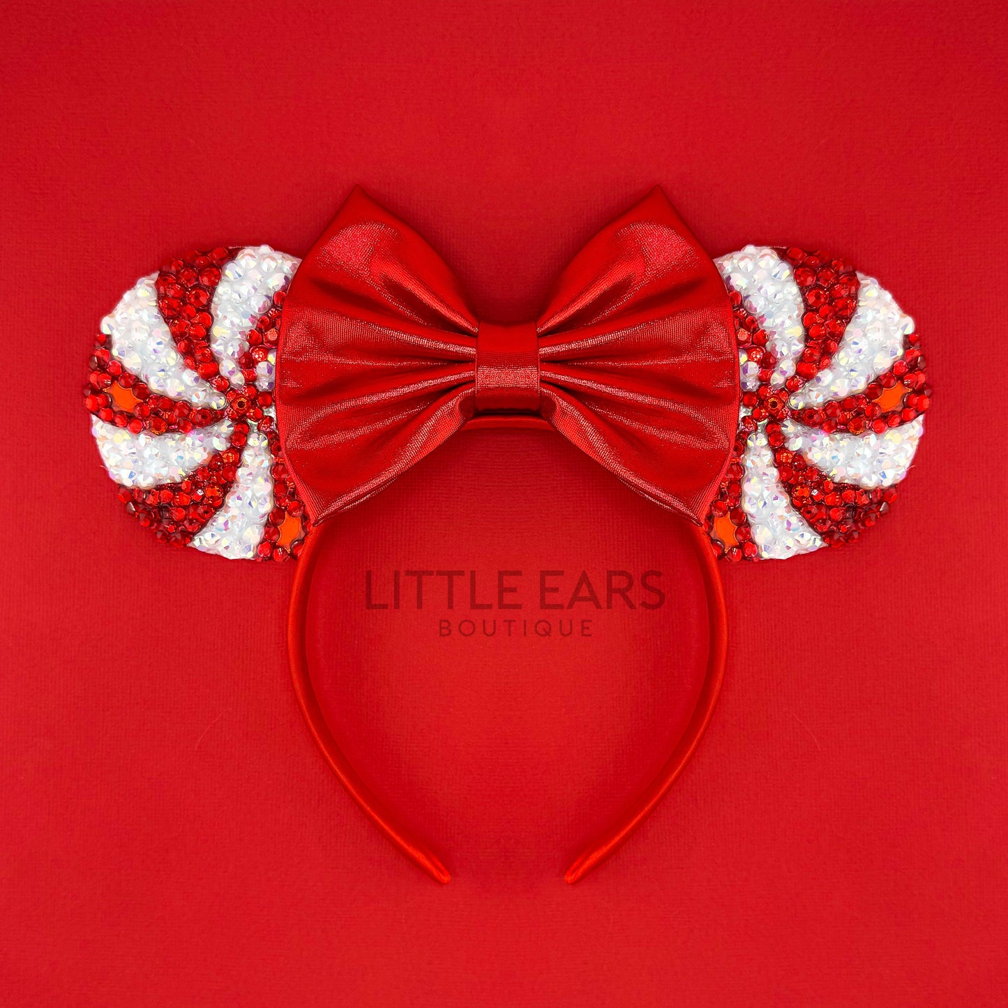 Red Candycane Sparkle Mickey Ears