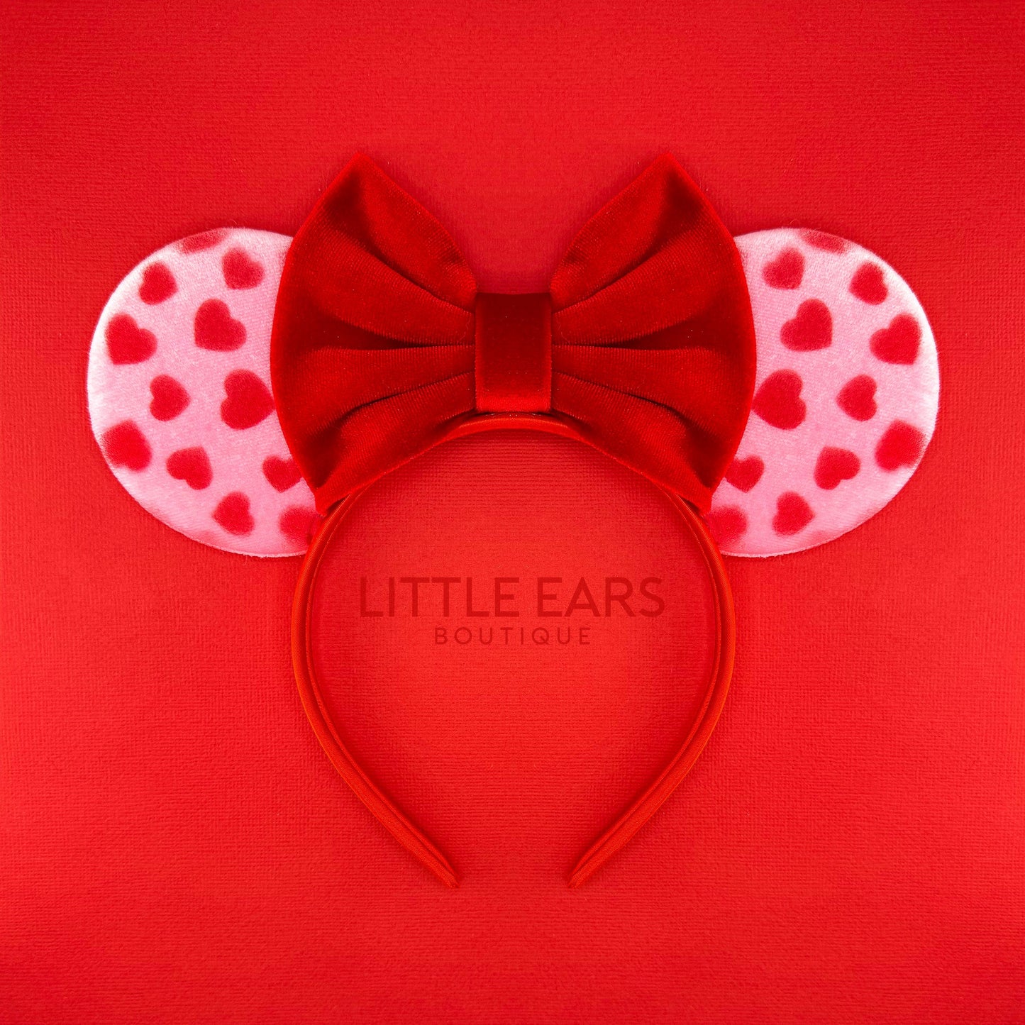 Red & Pink Hearts Velvet Minnie Ears