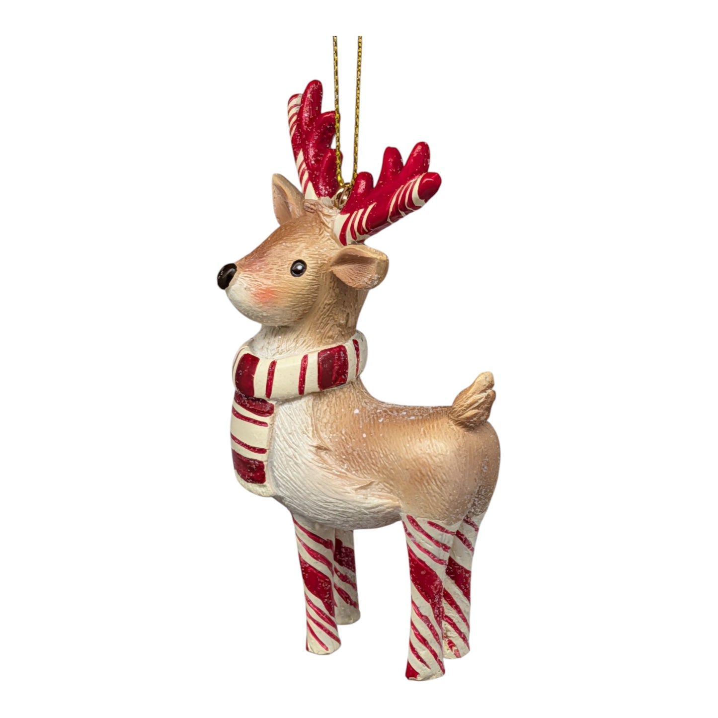 Candy Cane Standing Reindeer Ornament